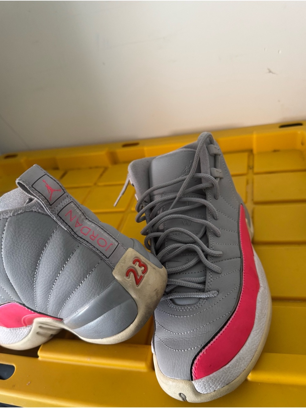 Jordan Kids' Gray and Pink Retro Basketball Sneakers